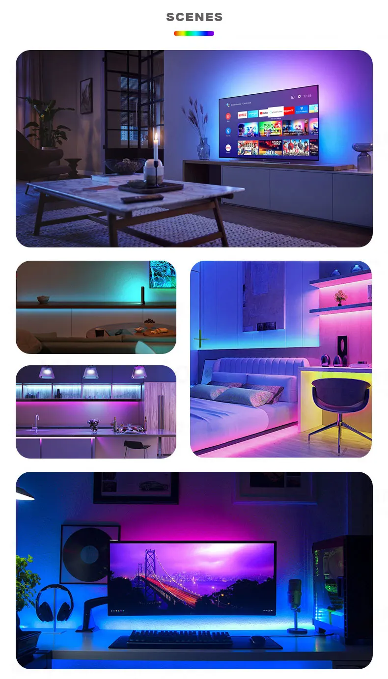 LED Strip Light RGBIC WS2811 72 Pixel Tuya Smart Wifi Bluetooth TV Google Alexa Voice Control Music Sync Flexible RGBWW 24V