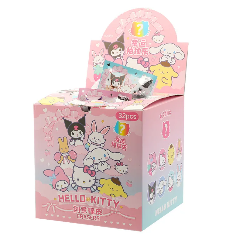 K442 Anime 32pcs/set Blind Box Bag 3D Eraser Kawaii KT Detachable Assembler Student Prize Stationery Eraser Doll Toy Kids