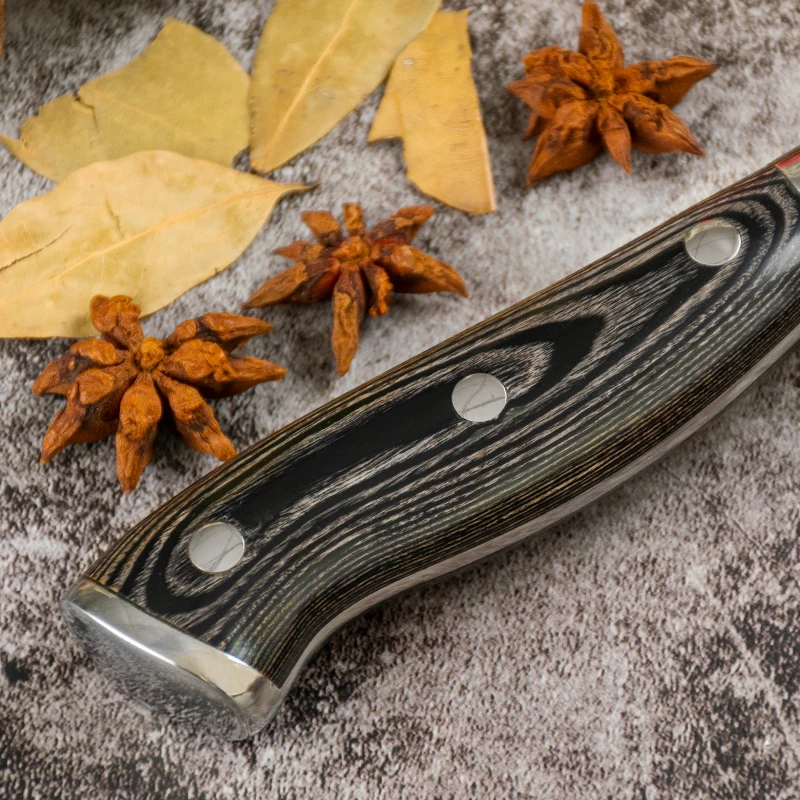 8 inch 3cr13 Stainless Steel Kitchen Knife Ergonomic Pakka Wood Handle Kitchen Slicing Knife