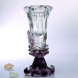 Hot Sale Colorful Handmade Flower Crystal Vase For Wedding Table Centerpieces