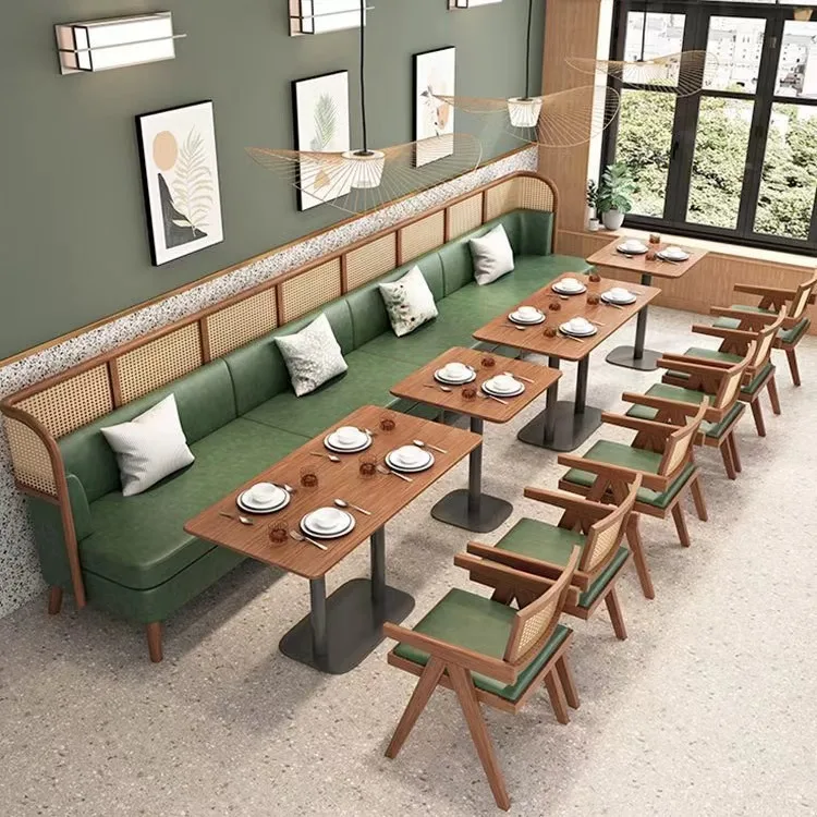 Southeast Asia style solid wood rattan card seat sofa designer Hong Kong style  coffee shop table and chair combination