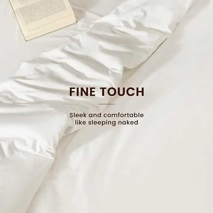 Manufacturer Supply Solid White Satin Drill Hotel Linen 4 Pcs 60S 100% Cotton Bedding Set