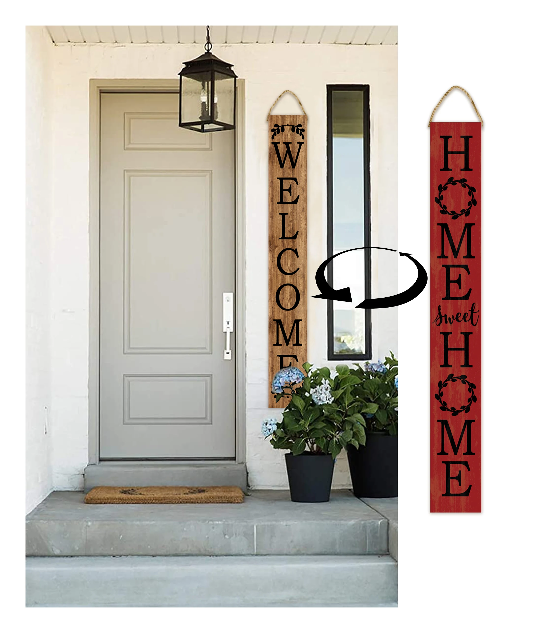 Double Sided Welcome Porch Sign Wooden Signs Outdoor Welcome Sign