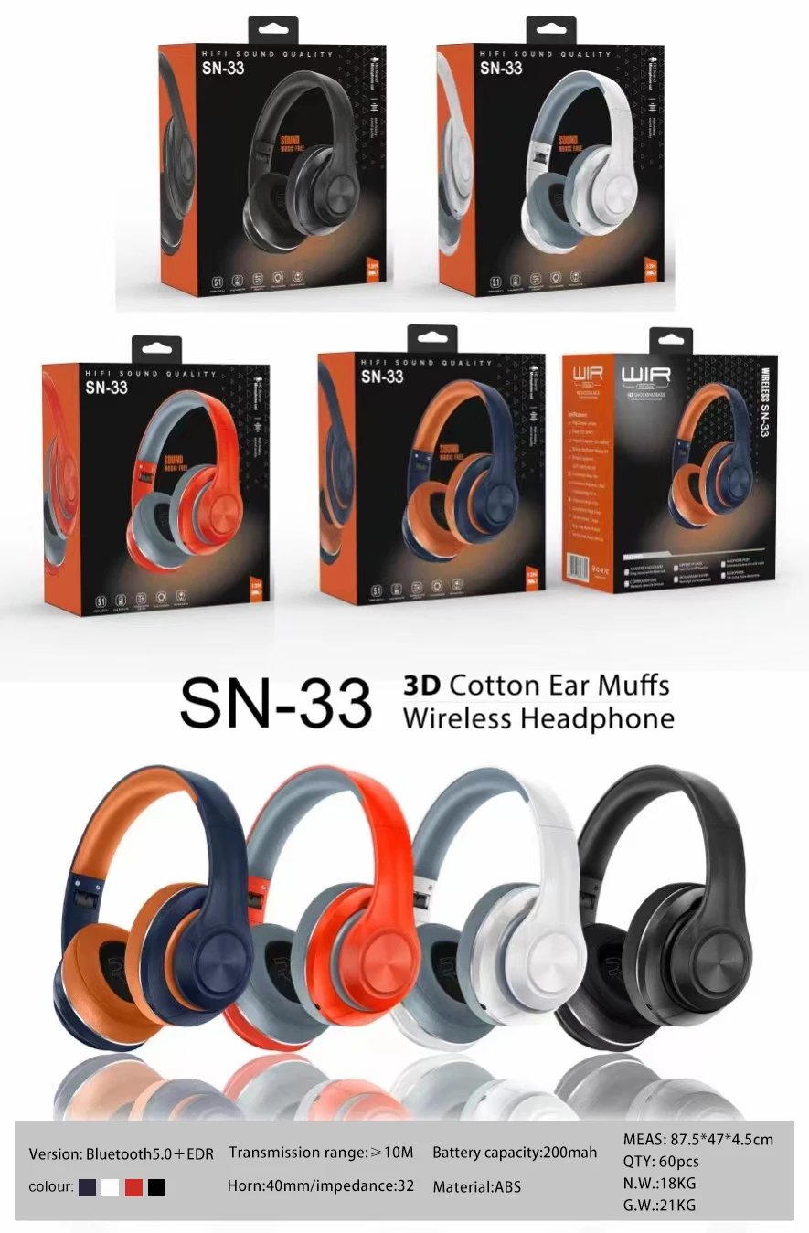 Wander P7235 3D Cotton Ear Muffs Wireless Headphones BT 5.0 Over-Ear Foldable HIFI Stereo Headset with Noise Cancelling