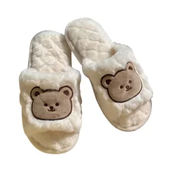 Ins Girl Heart Bear Cotton Slippers Cute Student Home Warm