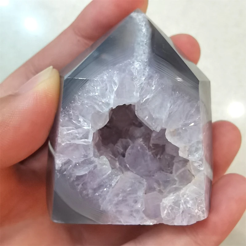 Hot-selling high-quality  agate geode tower amethyst hole piont  crystal energy stone   for gifts