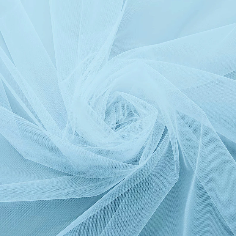 Tulle File lucido Celestial Blue 25 Lightweight Plain Dyed Knitted Tulle Mesh Fabric Mesh Netting Material For Wedding
