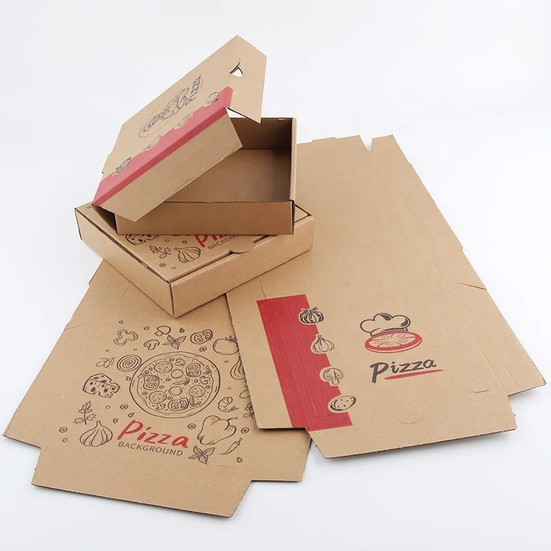 Factory wholesale custom logo printing multi-color corrugated pizza food packaging boxes