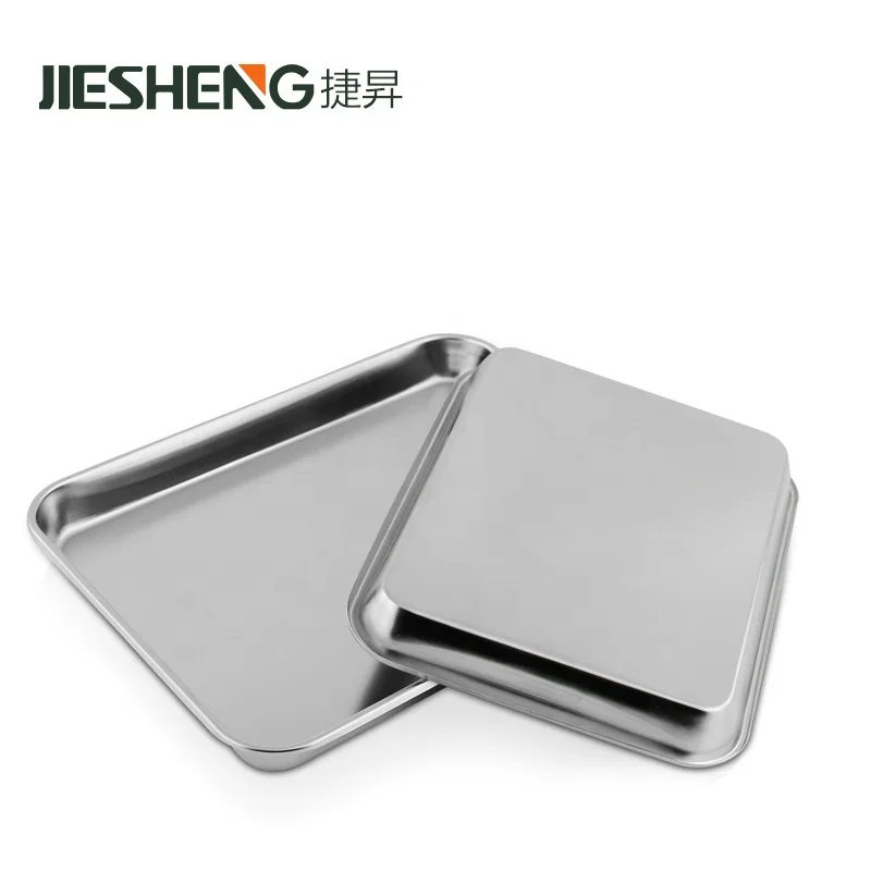 High Quality Rectangle Metal Food Tray Thick Buffet Serving Silver Stainless Steel Trays