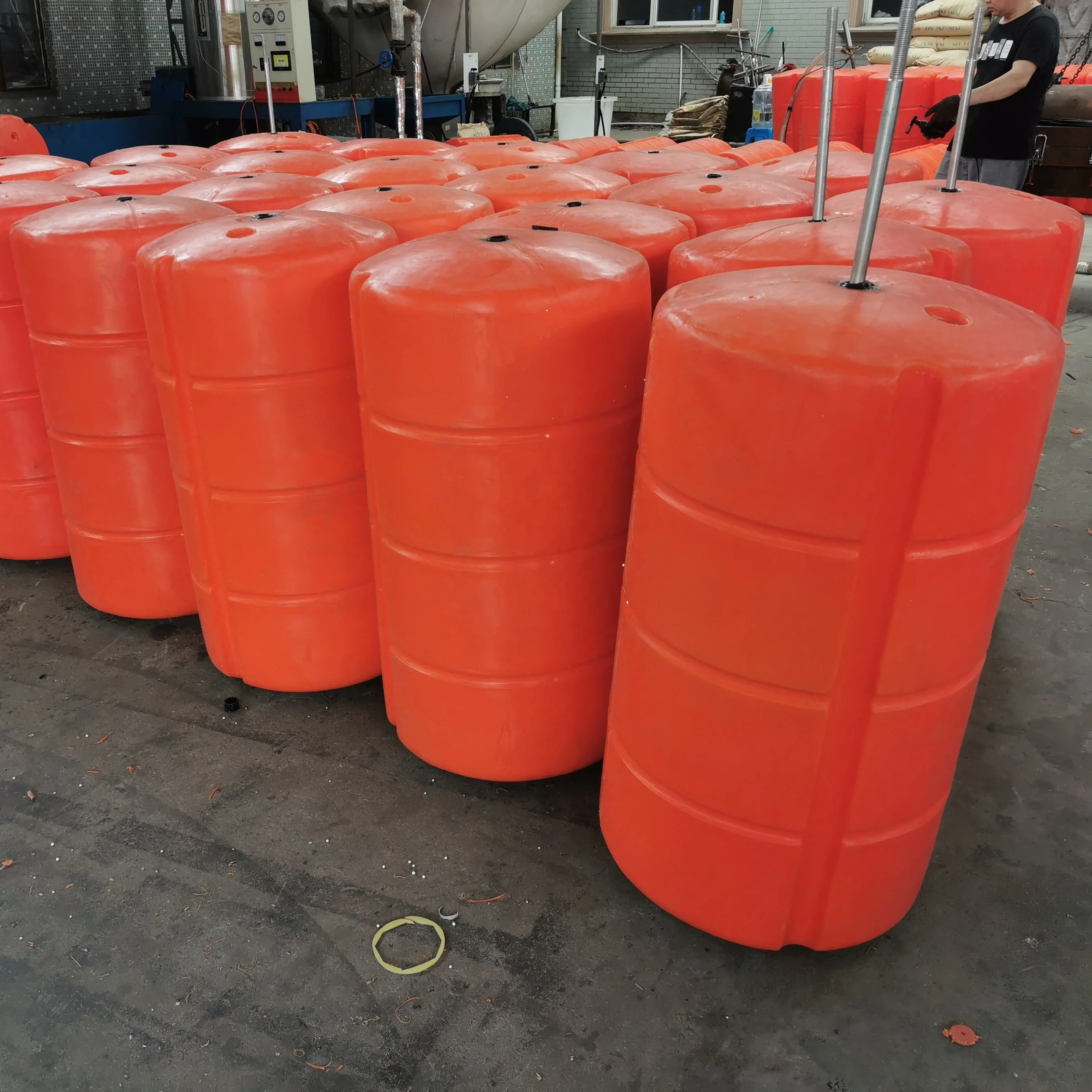 Waterway Buoy Foam Filled Marine Floating Barrier Buoy Cylinder Type PE Boat Buoy