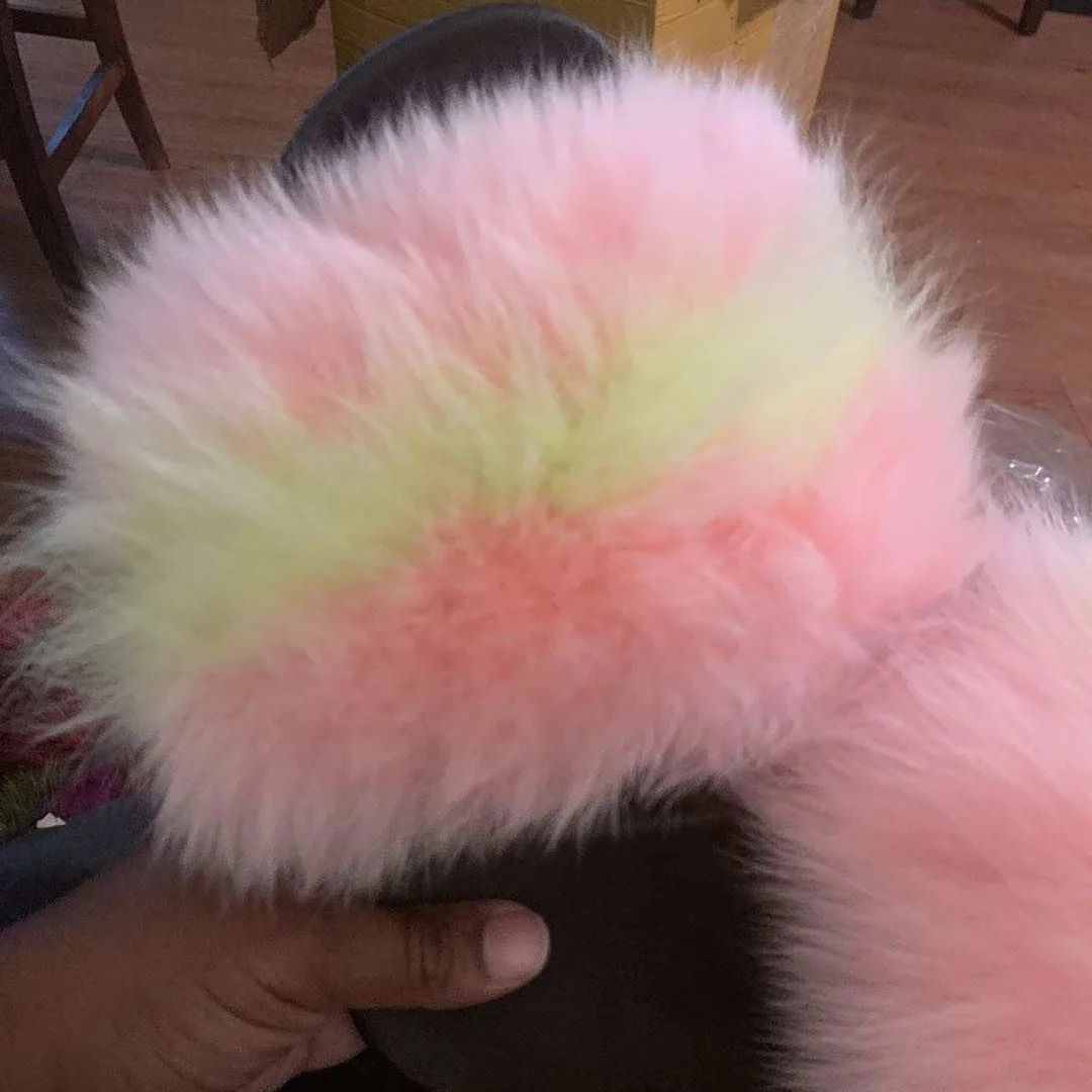 Fashionable high quality fur home slippers fur white  fur slippers