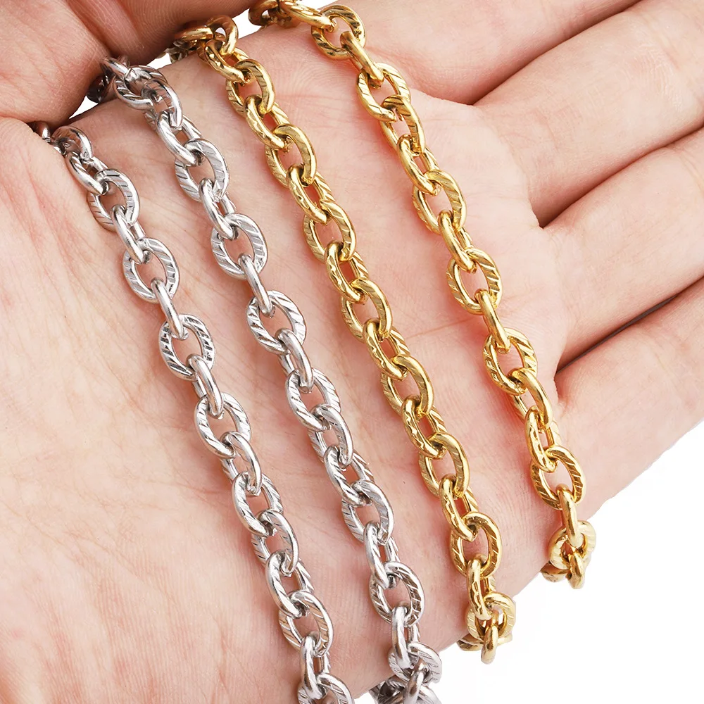 Selling in Meter Stainless Steel Cable Link Chain Meter For Female DIY Jewelry Component Sell As Meters Hip-hop Link Chain