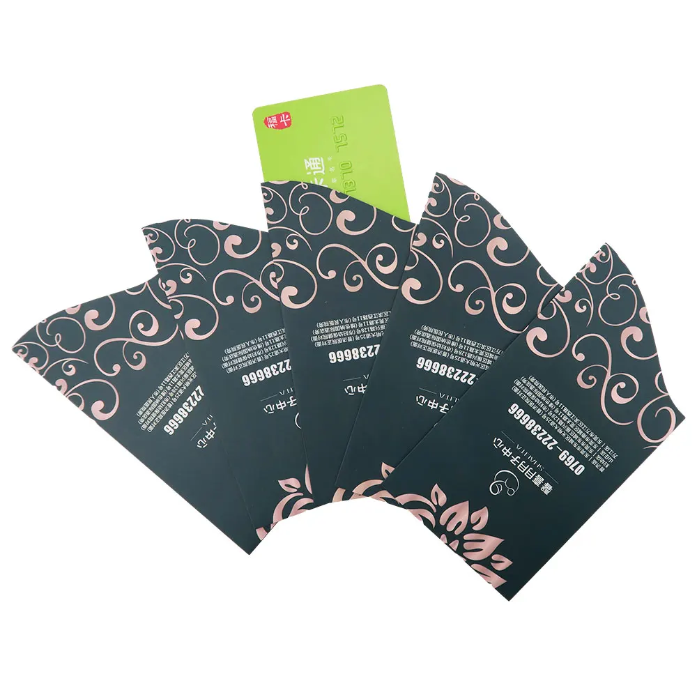 Custom print room card sleeve holder black white card cardboard printing Eco hotel room card sleeves amenities packaging