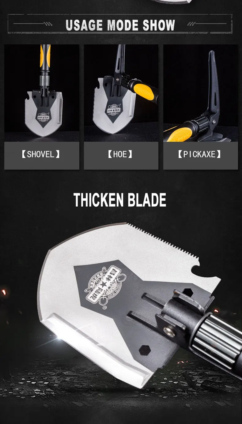 New Design  Multi-function Folding Shovel, Carbon Steel, Outdoor tools camping survival shovel emergency tool