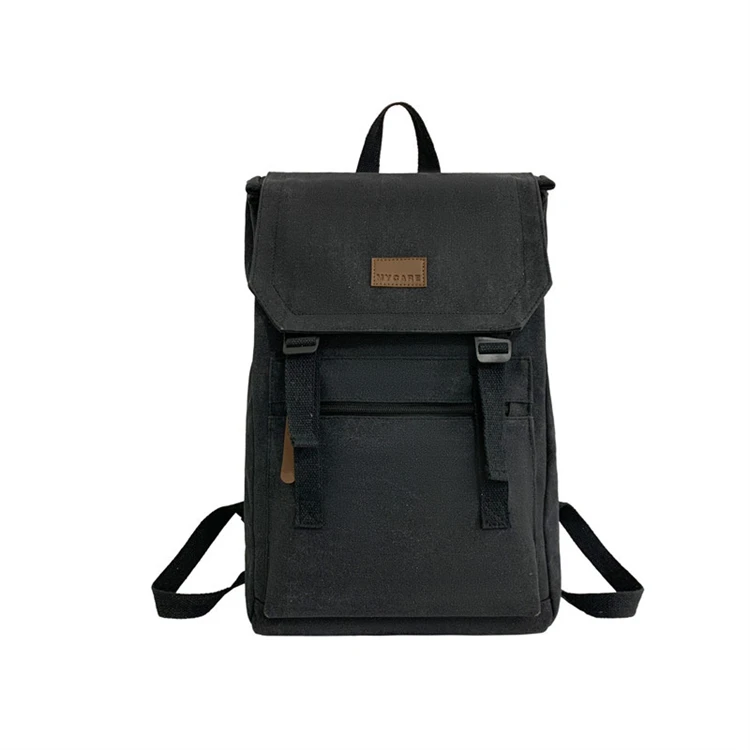 custom black men boys school vintage oil wax canvas day bagpack with logo