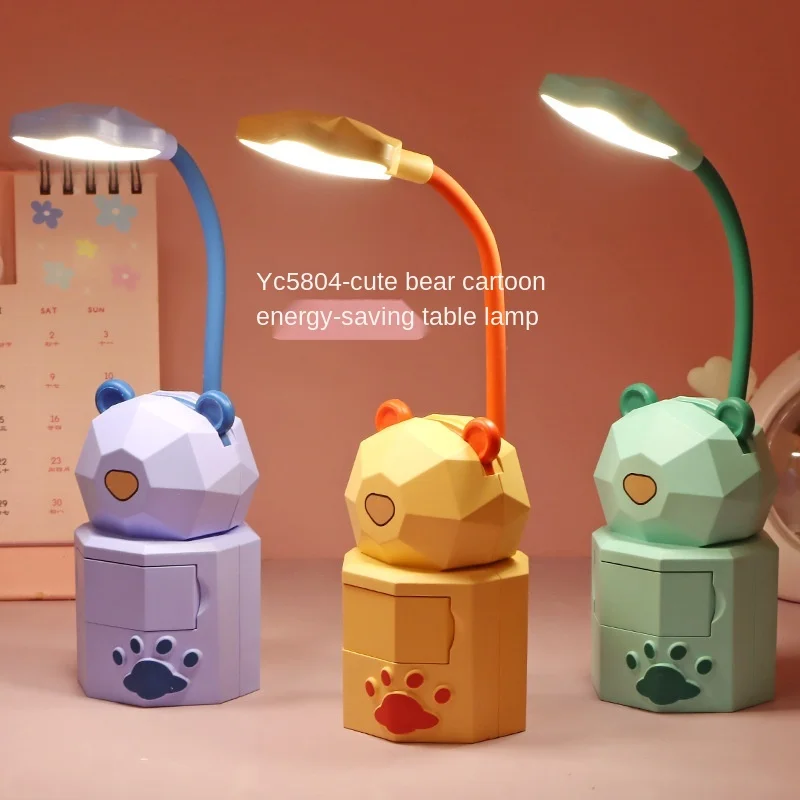 HDL246 Usb Charging Night Light For Children And Students Reading Eye Protection Creative Cartoon Drawer Storage Led Desk Lamp