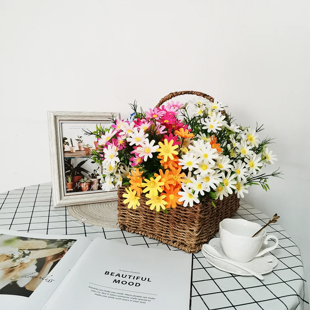 Home Decor Daisy Artificial Wholesale Flower Artificial Gerbera Daisies Colorful Plastic Flower Small Daisy
