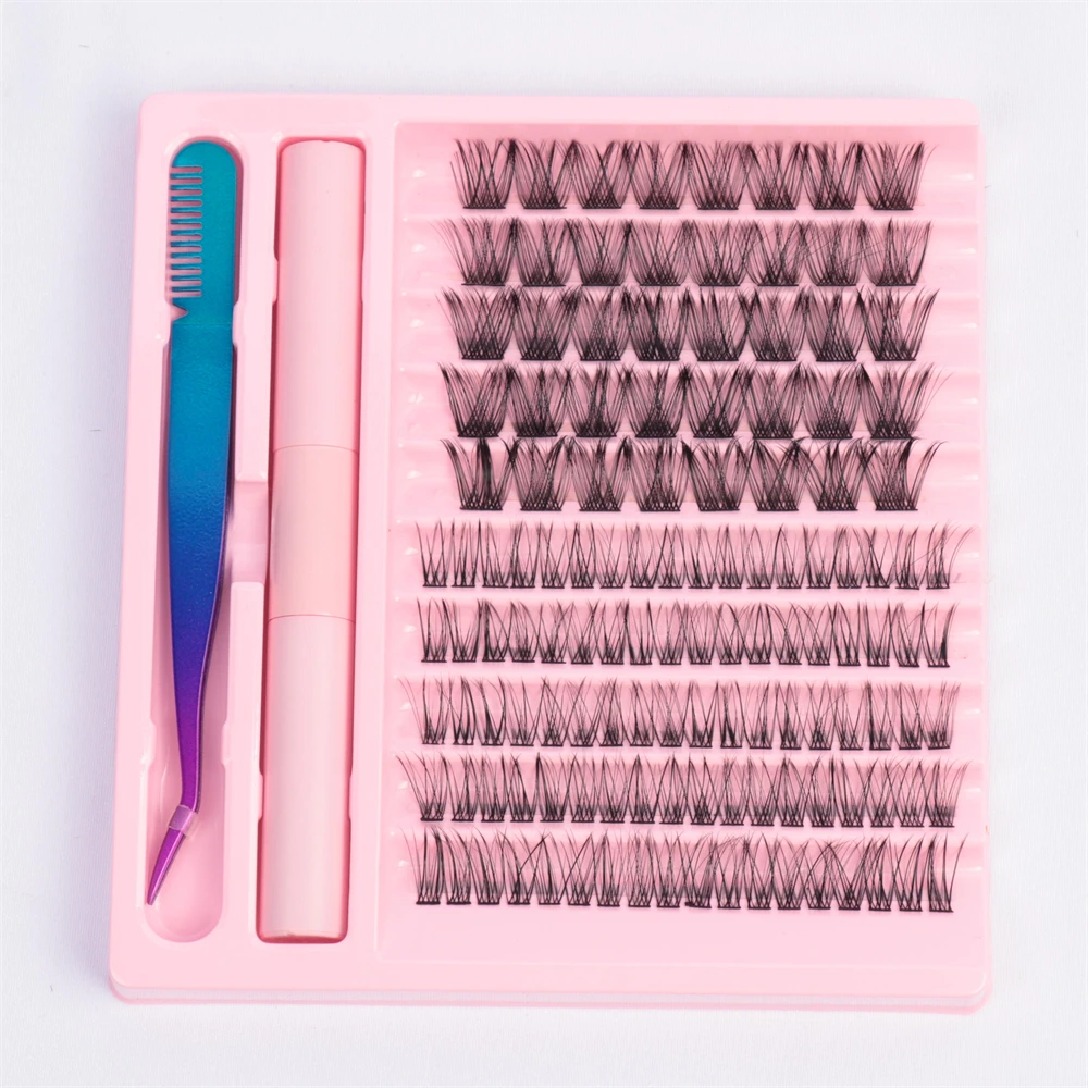 DIY Lashes kit private label Segmented lash Eyelash Extension Strips Pre cut Segmeted Individual Cluster Lash Extension kit