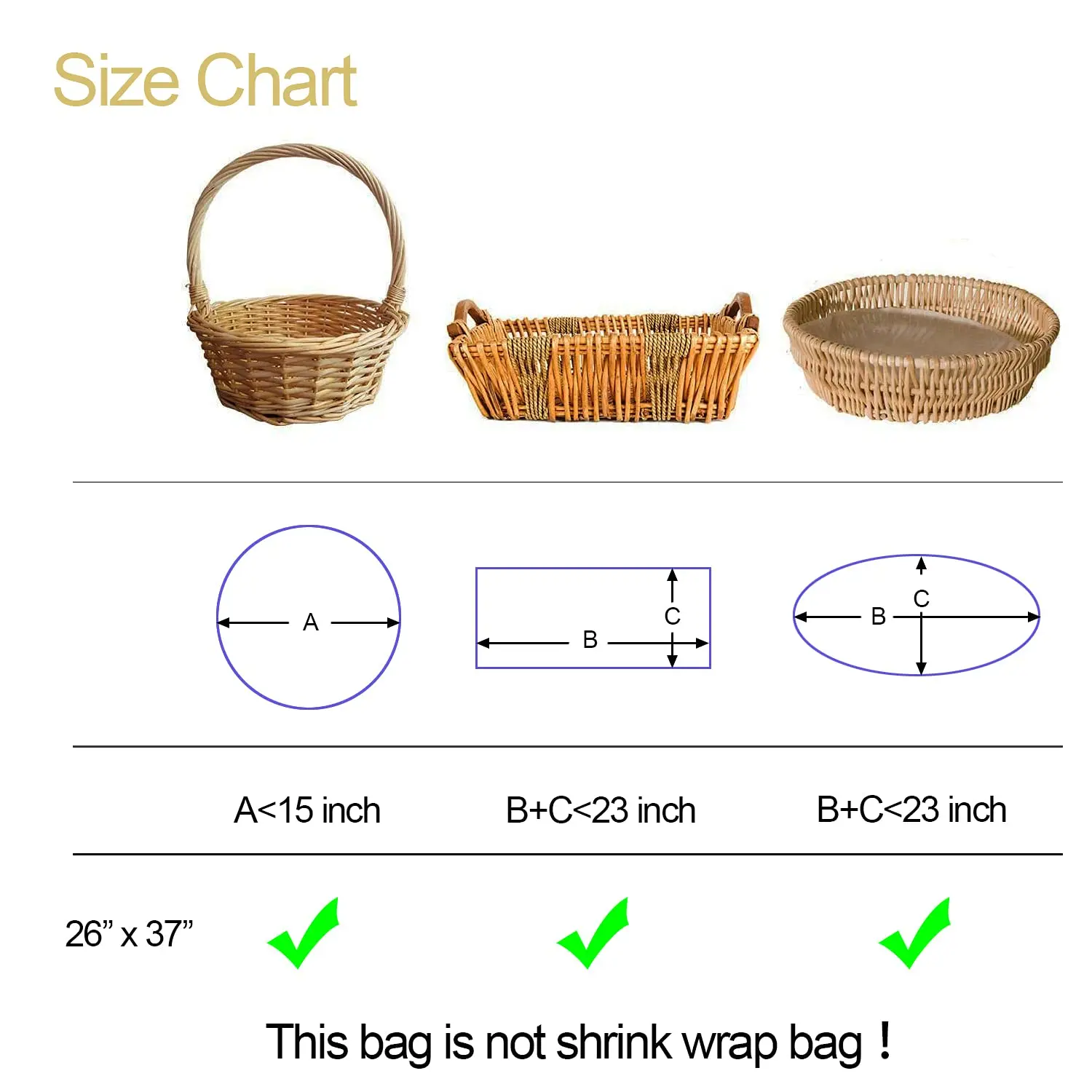 Holiday Gift Basket Wrap Large Size Cellophane Basket Bag Transparent Clear Cellophane Bags Perfect for Christmas Gift Packing