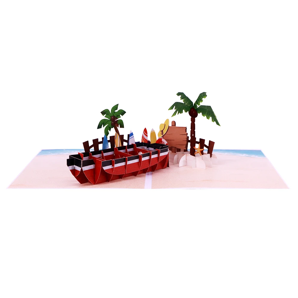 Winpsheng Personalized funny birthday gift pop up card wishes card boat 3d pop up card