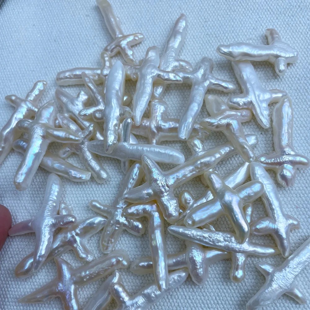 White Cross shape freshwater pearl wholesale irregular Shape  pearl bead for diy making jewelry