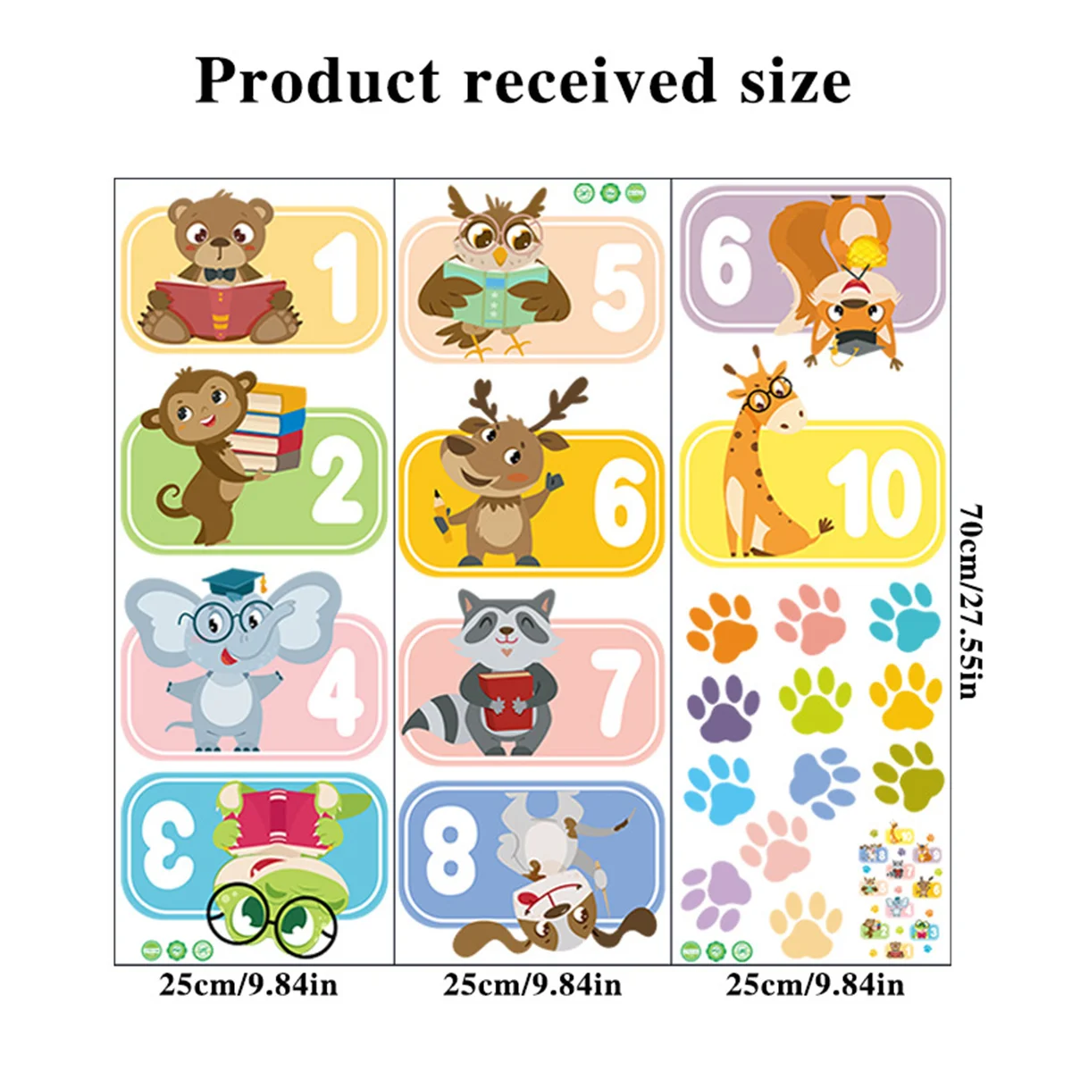 2024 hot Cartoon Animal Digital Hopscotch kindergarten school 3d numbers wall and Game floor decoration stickers