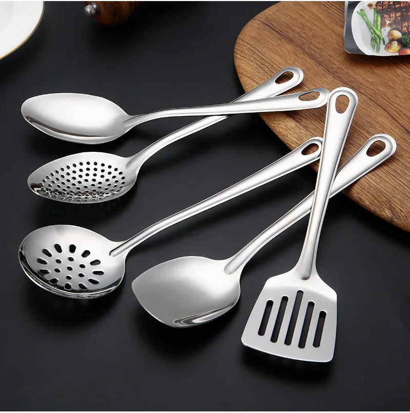 Лидер продаж набор столовых приборов из нержавеющей стали зеркальный Полировочный ковш для супа половник с прорезью и утюжок