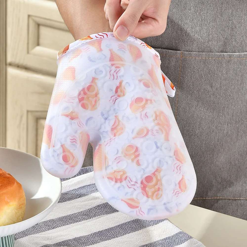 Non-Slip Heat Resistant Pot Holders Silicone Microwave Gloves Oven Baking Hot Pot BBQ Gloves Silicone Oven Mitt