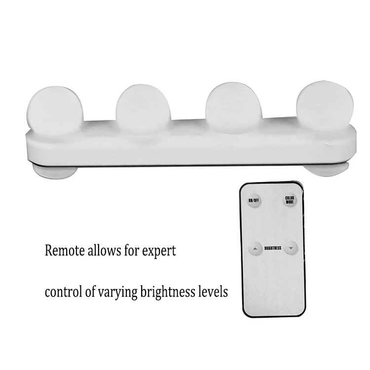 Hollywood Style 4pcs Lamps Dimmable LED Makeup Vanity Mirror Lights for Bathroom Hair Styling with Remote Control