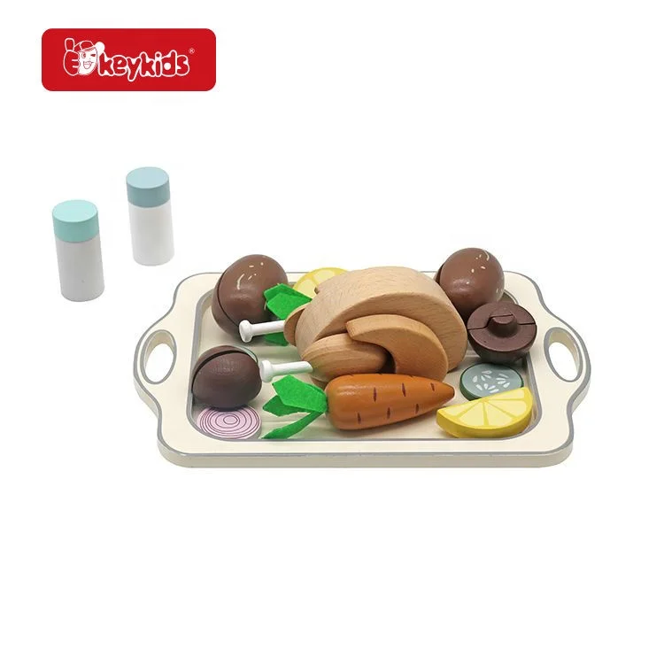 Pretend play grilled chicken wooden Turkey feast toys for children W10D633