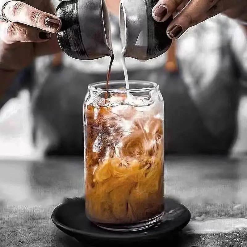 12 унций/16oz20oz Высокая боросиликатная соломенная чашка оптом пивная стеклянная с бамбуковой деревянной крышкой и стеклянной соломой