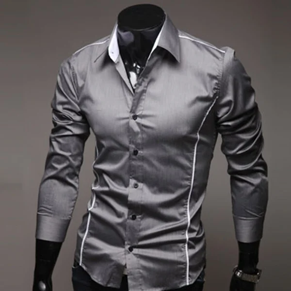 Роскошная мужская Повседневная приталенная Классическая рубашка с длинным рукавом большие размеры