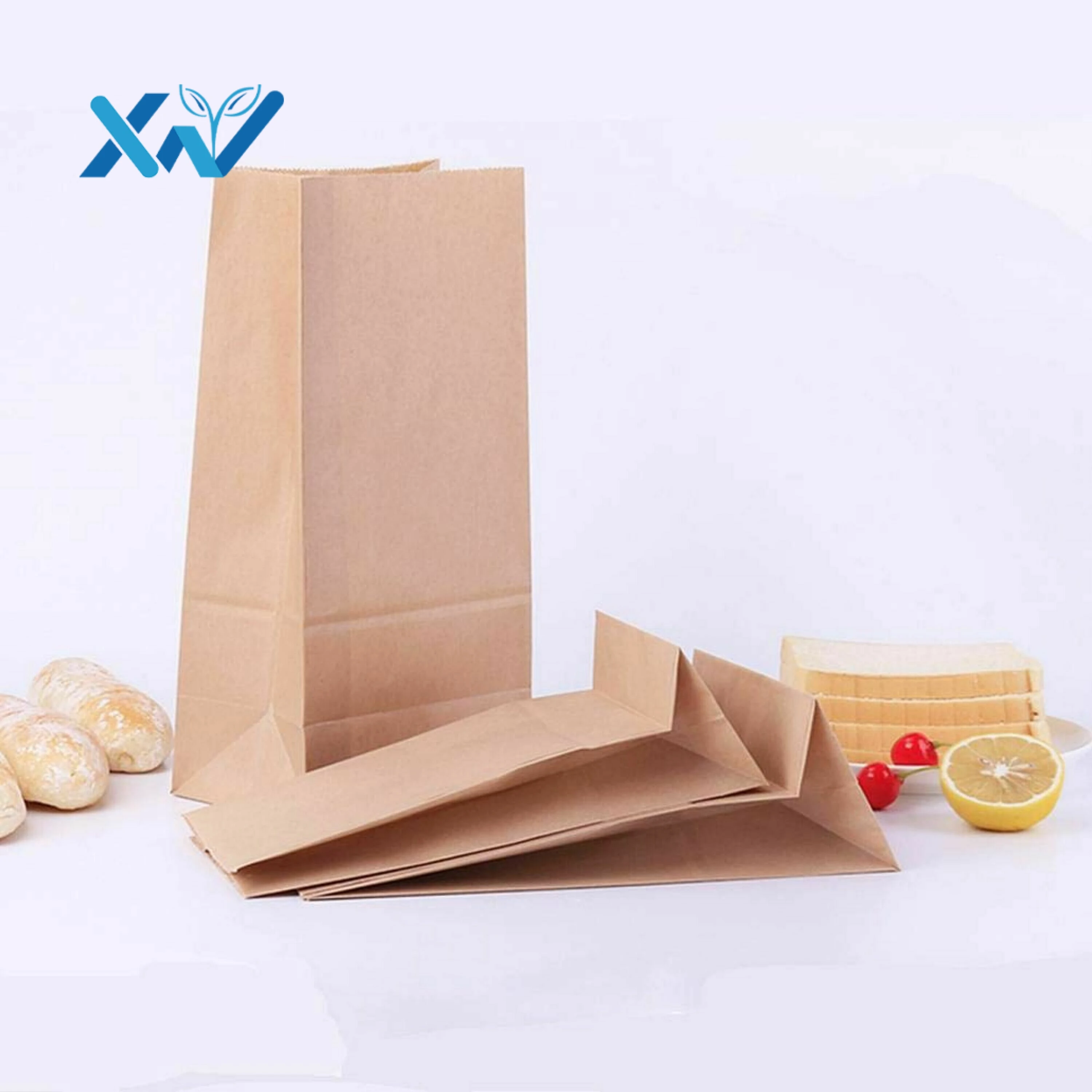 Wholesale Food Grade Custom Printed Logo Sandwich Hot Dog Packaging Brown White Kraft Paper Bag