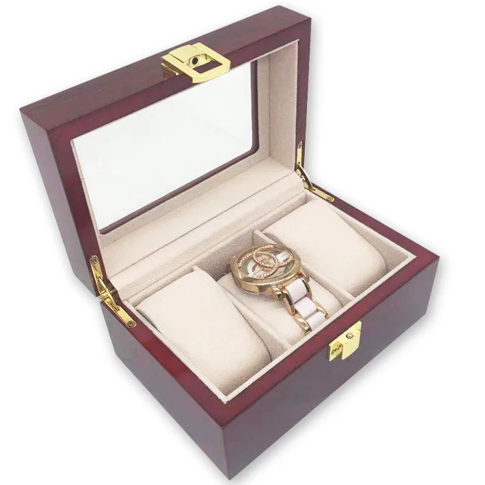 Factory Custom Luxury Light Red Paint Wood Watch Box