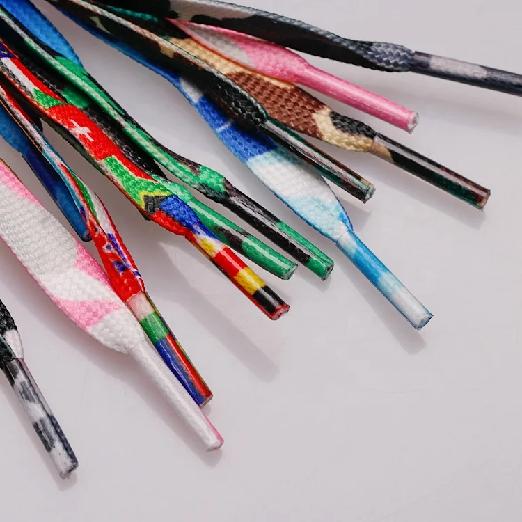 Wholesale Colorful Thick Sublimation, Flat Run Luxury Sneakers Printed Logo Custom Shoelaces/