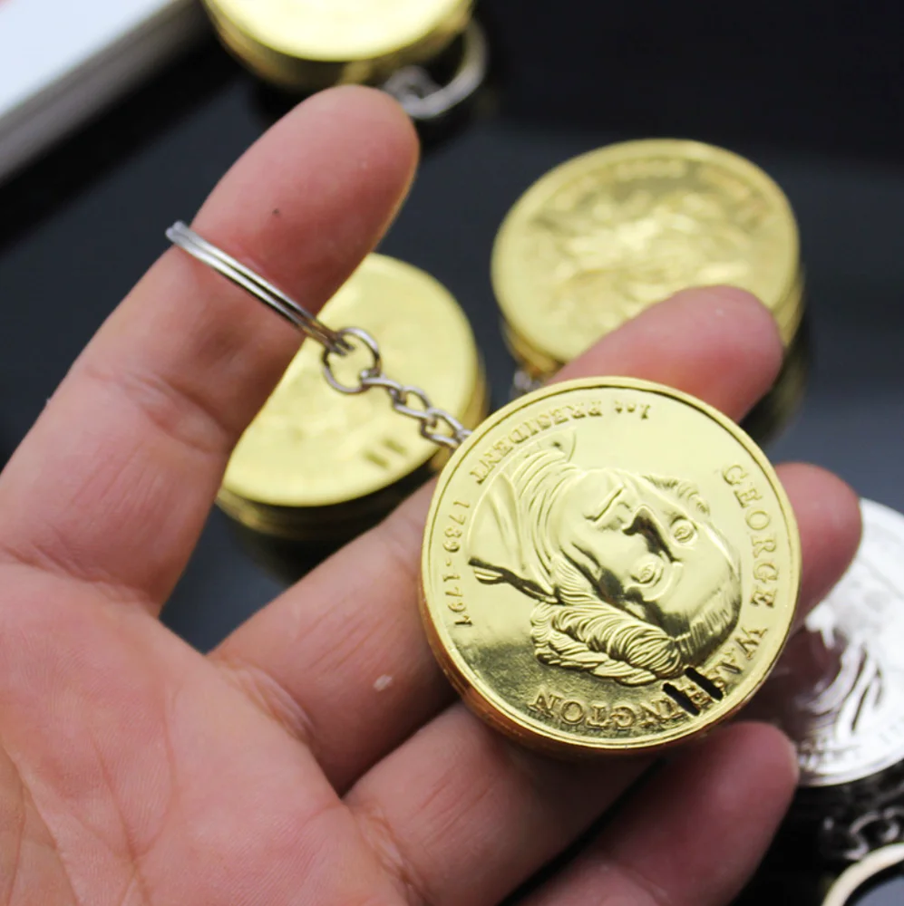 DEBANG funny lighter Mini refillable Metal coin style open flame cigarette lighter with key chain