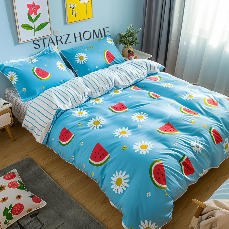 STARZ HOME dark comforter sets  lion comforter set men summer student flower children bed cover