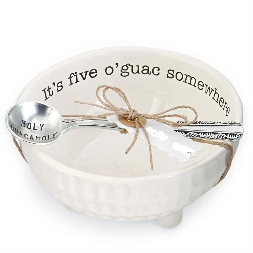 Dolomite  Stem print Guacamole Dip Cup Bowl Set Rae Dun