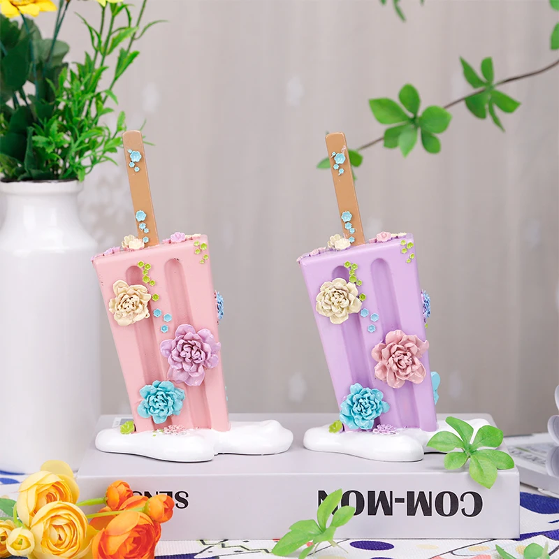Redeco Hot Sale Creative Desktop Decorations 3D Ice Cream Sculpture Resin Ice Cream Figurines Crafts For Gifts Home Decoration