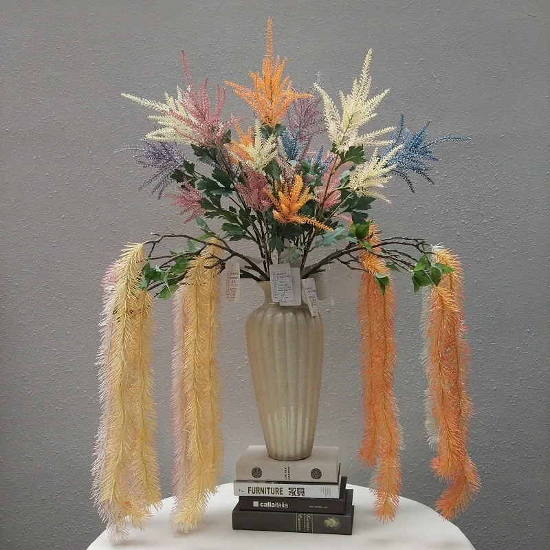 Fuyuan factory ivory pine needles plastic wall hanging vine artificial plants decorative for home Christmas wedding house plant