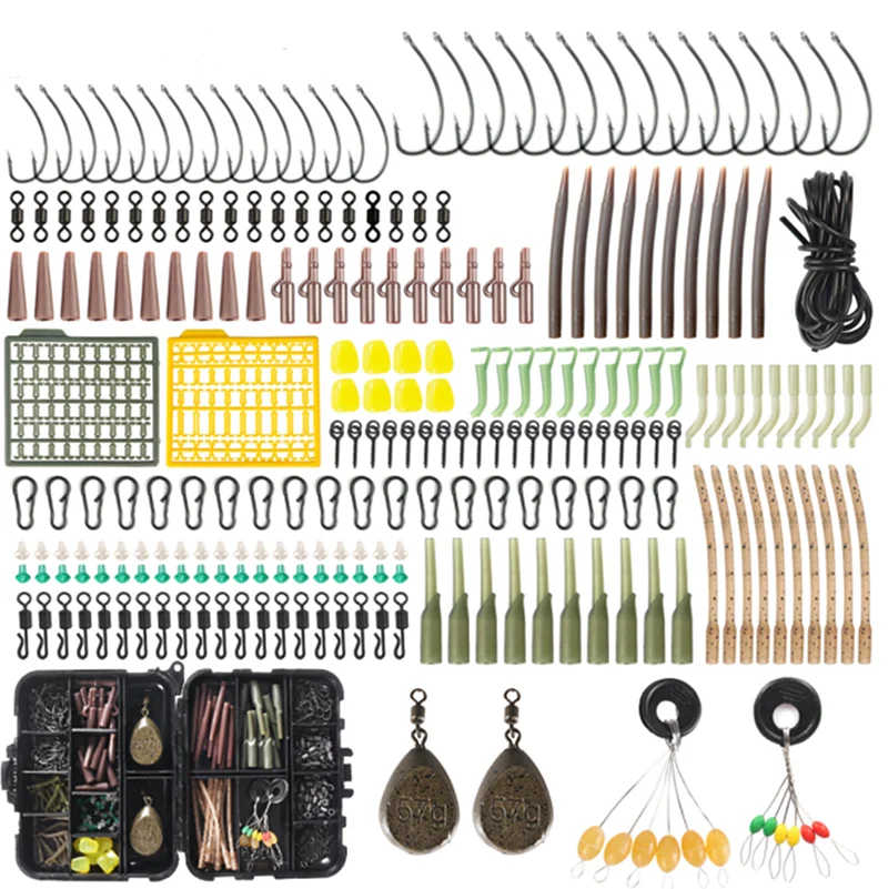 252 PCS 217 PCS Fishing Tackles Box Accessories Kit Set With Hooks Snap Sinker Weight For Carp Bait Lure Ice Winter Accessoires