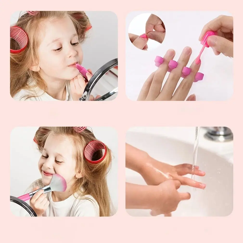 Children Suitcase Beauty Washable Real Cosmetic Nail Art Lipstick Suitcase Pretend Play Toy Makeup Girls Sets For Kids