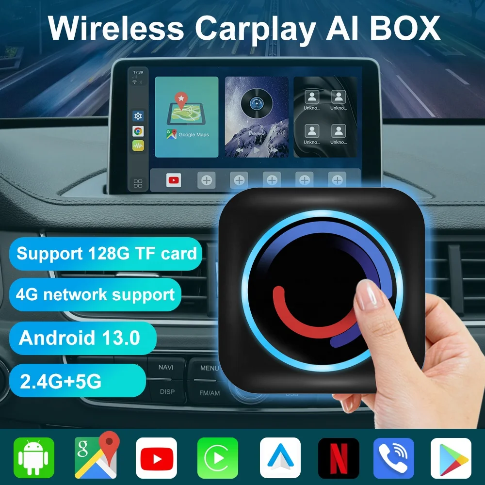 Jmance SIM card TF card mini carplay ai box android 10 GPS navigation usb plug and play Smart Touch Box