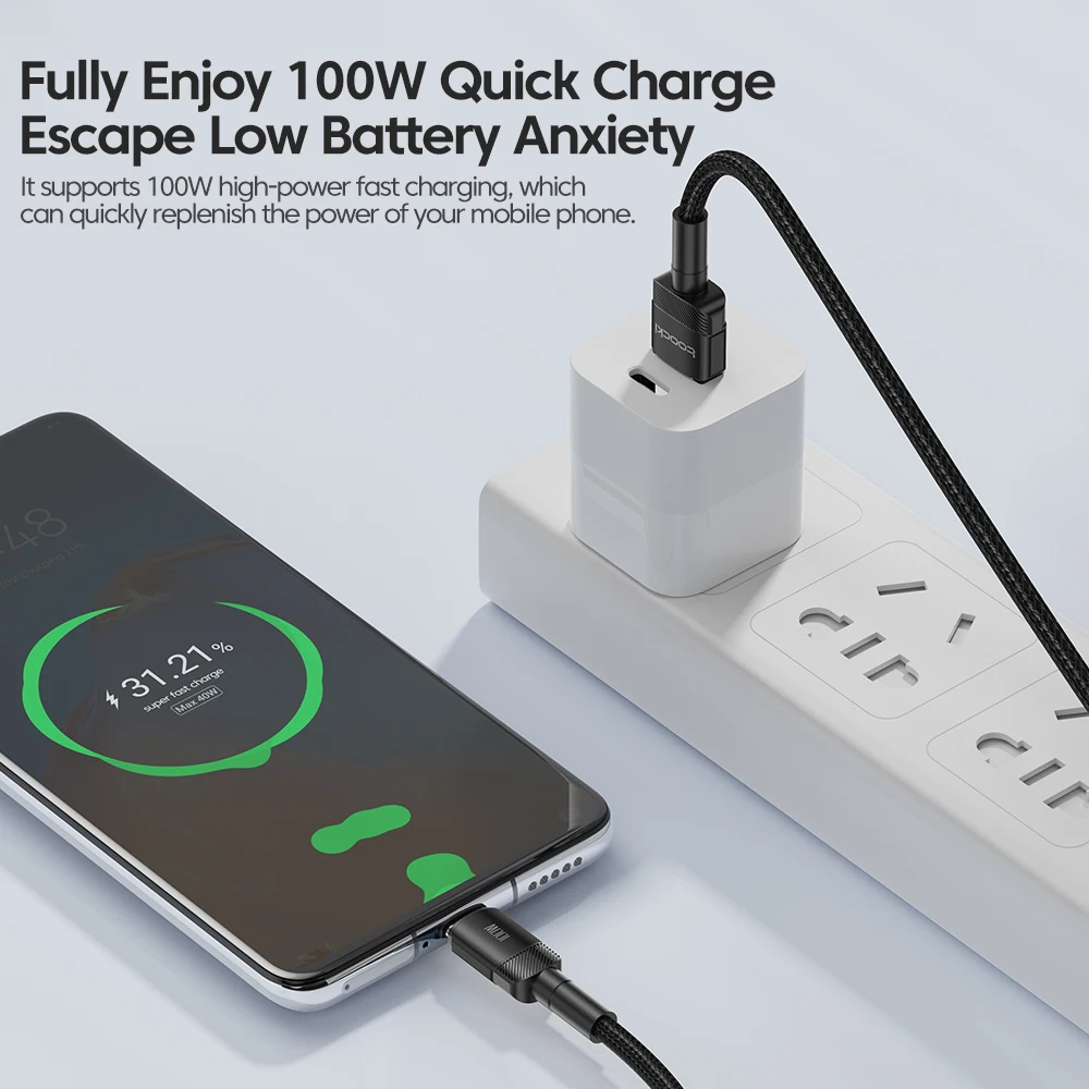 Type C to USB Aluminum alloy nylon 5a braided cables 100w usb c charge cable for Huawei devices