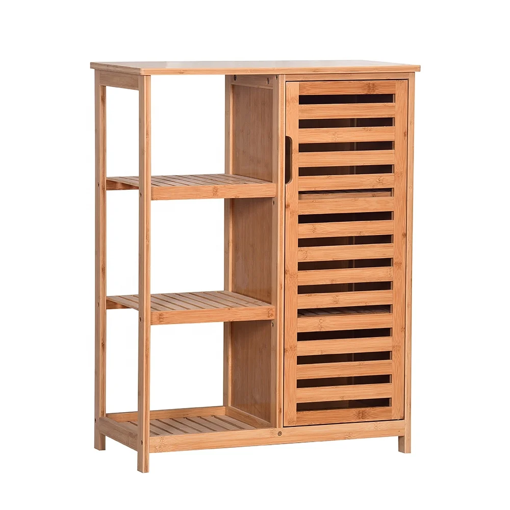 Home Decor Multipurpose Bamboo Storage Cabinet for Kitchen, Living Room Bathroom Floor Cabinet