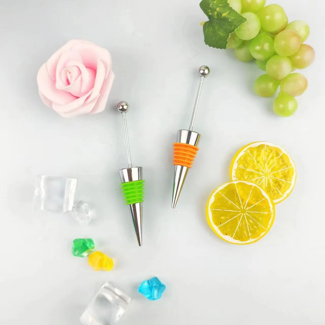 Hot Sale Custom DIY Zinc Alloy Metal Bead Balls Stainless Steel Wine Bottle Stopper for Red Wine Decoration