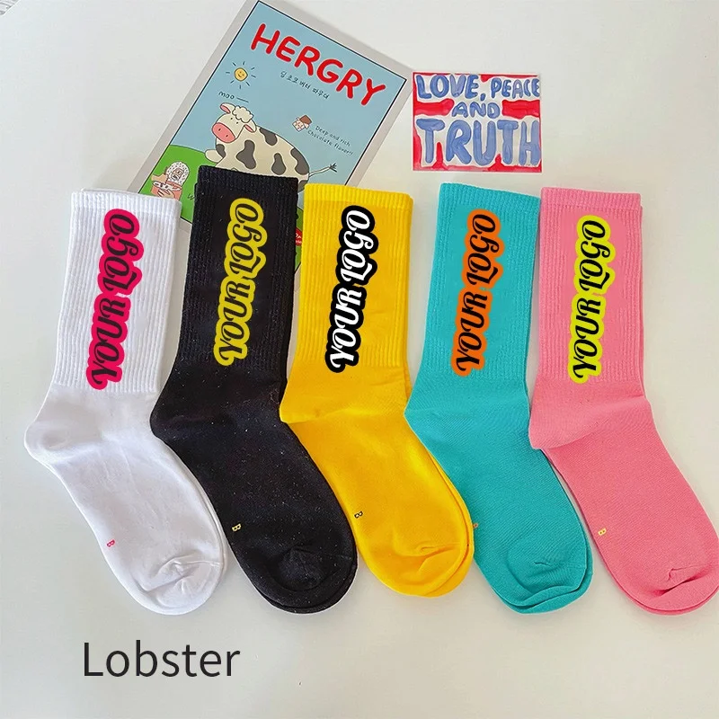 Wholesale Crew Socks Custom Logo Embroidered Unisex Sport Cotton Couple Custom Dress Socks