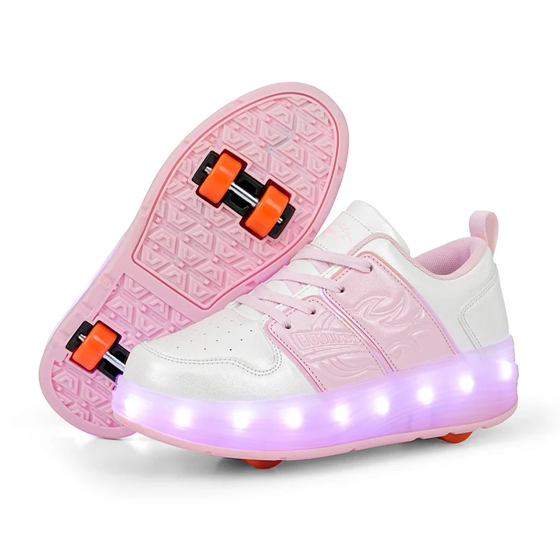 Kids Roller Shoes Boy Girl Sneakers With Wheels Become Sport Sneaker With Led For Christmas Birthday Children Show Gift