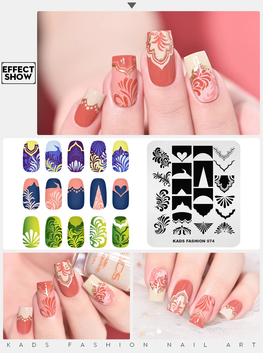 KADS Fashion 074 Stamping Nail Art Plates Flowers Design Image Nail Stamping Plate