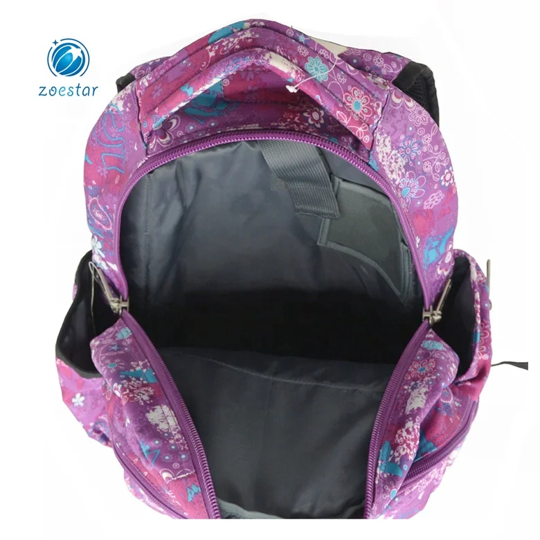 Floral Printing School Backpack for Middle School University Large Capacity Girls Book Bag